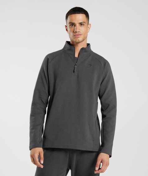 Men's Gymshark Rest Day 1/4 Zip Sweatshirts Dark Grey | CA D758AN